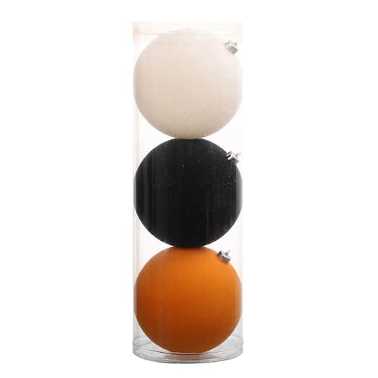 3 Pack 4.75" Halloween Flocked Shatterproof Ball Ornaments by Ashland®
